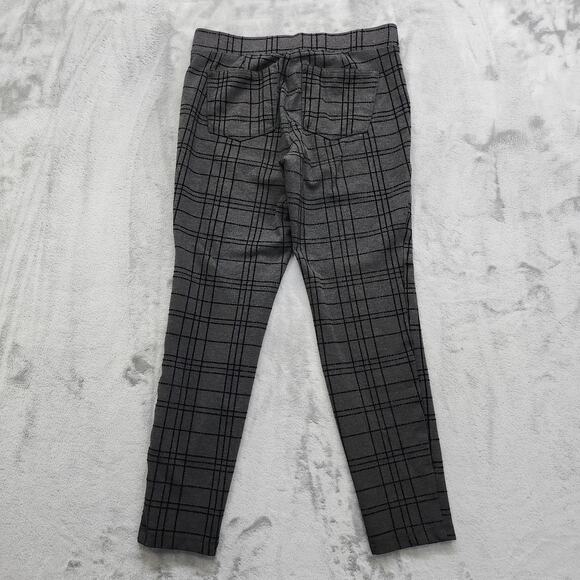 Style&Co Pants Womens M Gray Black Plaid Pull On Mid Rise Ponte Leggings Office - Picture 2 of 12